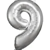 amscan® - Folienballon Große Zahl 9 Silber, 63 x 86 cm | Teddy Toys Kinderwelt