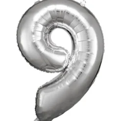 amscan® - Folienballon Große Zahl 9 Silber, 63 x 86 cm | Teddy Toys Kinderwelt