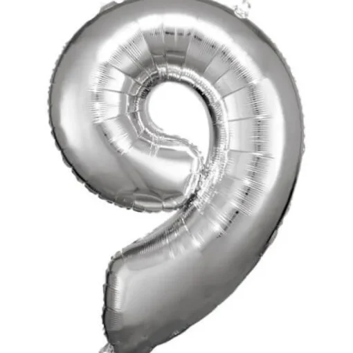 amscan® - Folienballon Große Zahl 9 Silber, 63 x 86 cm | Teddy Toys Kinderwelt
