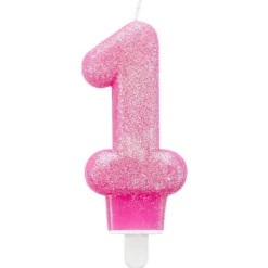 amscan® - Zahlenkerze 1 Glitzer, Höhe 7,6 cm | Teddy Toys Kinderwelt
