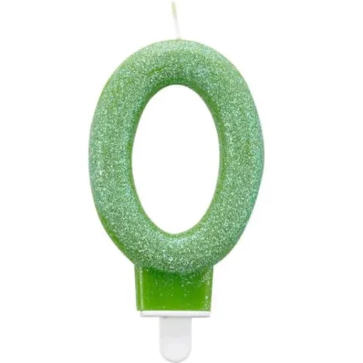 amscan® - Zahlenkerze 0 Glitzer, Höhe 7,6 cm | Teddy Toys Kinderwelt