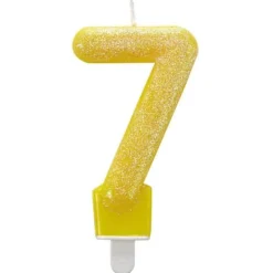 amscan® - Zahlenkerze 7 Glitzer, Höhe 7,6 cm | Teddy Toys Kinderwelt