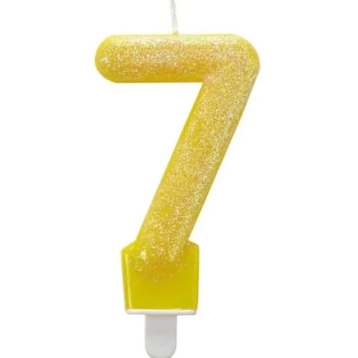 amscan® - Zahlenkerze 7 Glitzer, Höhe 7,6 cm | Teddy Toys Kinderwelt
