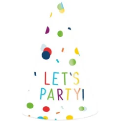 amscan® Confetti Birthday - 8 Partyhütchen Papier, Höhe 16 cm | Teddy Toys Kinderwelt