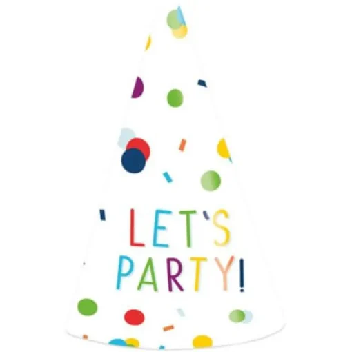 amscan® Confetti Birthday - 8 Partyhütchen Papier, Höhe 16 cm | Teddy Toys Kinderwelt