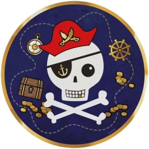 amscan® Piratenkarte - 8 Teller rund, 23 cm | Teddy Toys Kinderwelt