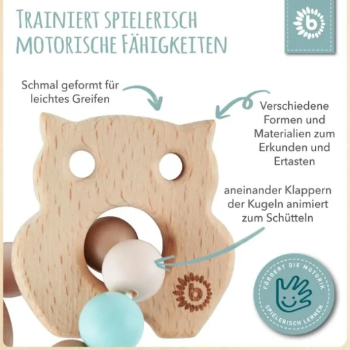 BIECO - Silikon Holz Beißer Eule | Teddy Toys Kinderwelt
