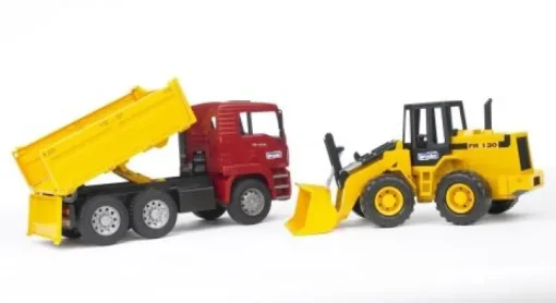 Bruder - MAN TGA Kipplastwagen mit Gelenkradlader FR130 | Bruder | Marken | Teddy Toys Kinderwelt