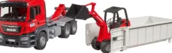 Bruder 03767 MAN TGS LKW mit Abrollcontainer und Schäffer Hoflade | Teddy Toys Kinderwelt