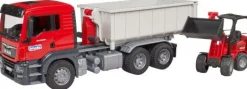 Bruder 03767 MAN TGS LKW mit Abrollcontainer und Schäffer Hoflade | Teddy Toys Kinderwelt