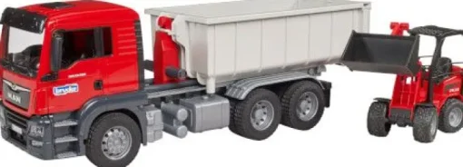 Bruder 03767 MAN TGS LKW mit Abrollcontainer und Schäffer Hoflade | Teddy Toys Kinderwelt