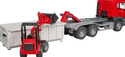 Bruder 03767 MAN TGS LKW mit Abrollcontainer und Schäffer Hoflade | Teddy Toys Kinderwelt