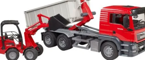 Bruder 03767 MAN TGS LKW mit Abrollcontainer und Schäffer Hoflade | Teddy Toys Kinderwelt