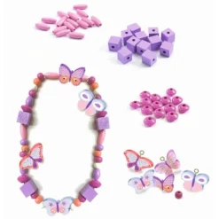 DJECO Schmuck basteln - Holzperlen, Schmetterlinge | Teddy Toys Kinderwelt