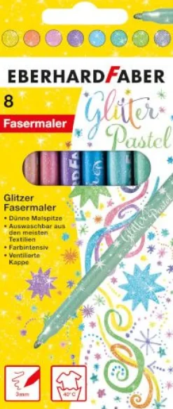 Eberhard Faber - Glitzer Fasermaler Pastell, 8er Set | Teddy Toys Kinderwelt
