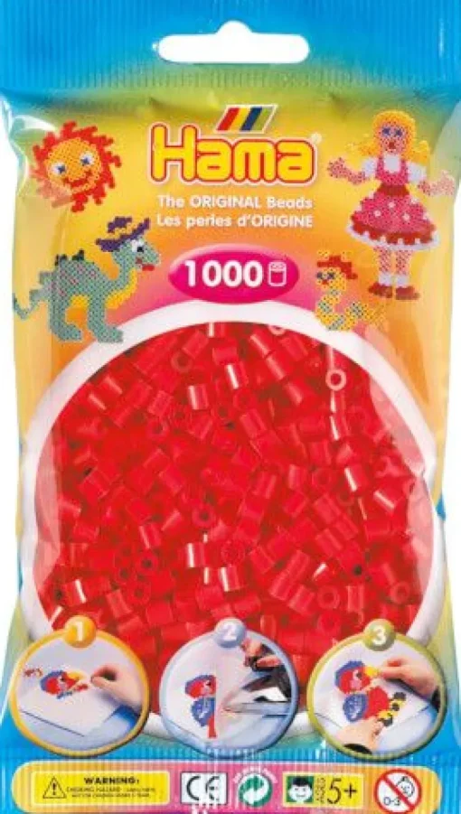 HAMA 207-05 Bügelperlen Midi, rot, 1.000 Stück, ab 5 Jahren | Teddy Toys Kinderwelt