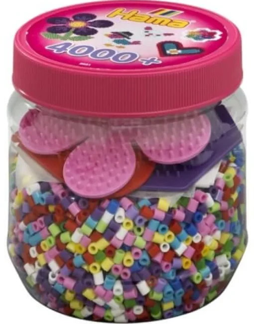 HAMA Bügelperlen Midi - Dose Pink mit 3 Stiftplatten, 4000 Stück | Teddy Toys Kinderwelt