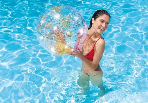 INTEX - Strandball Glitter, aufblasbar, sortiert | Aufblasbare Badeartikel | Wasserspaß | Spielzeug | Teddy Toys Kinderwelt