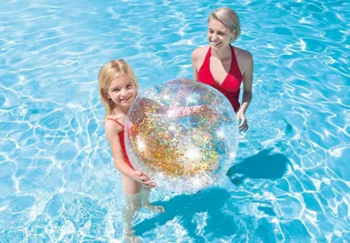 INTEX - Strandball Glitter, aufblasbar, sortiert | Aufblasbare Badeartikel | Wasserspaß | Spielzeug | Teddy Toys Kinderwelt