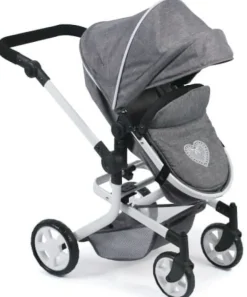 Kombi-Puppenwagen MIKA Jeans-Grau | Teddy Toys Kinderwelt
