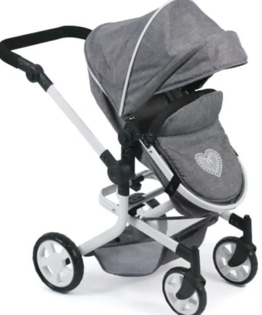 Kombi-Puppenwagen MIKA Jeans-Grau | Teddy Toys Kinderwelt