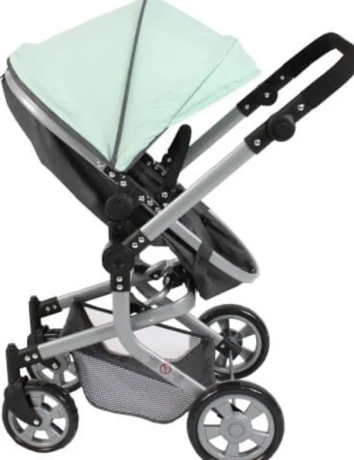 Kombi-Puppenwagen MIKA melange anthrazit-mint | Teddy Toys Kinderwelt