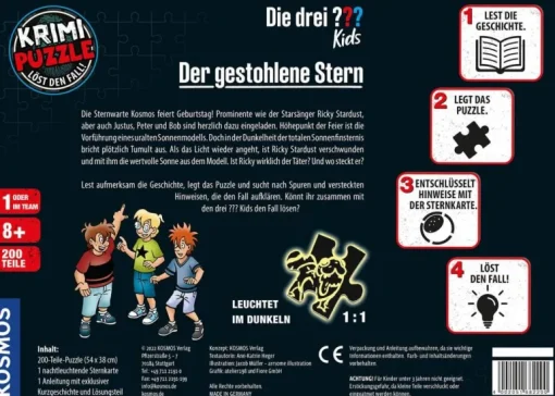 Kosmos Krimipuzzle Die drei ??? Kids - Der gestohlene Stern, 200 Teile | Teddy Toys Kinderwelt