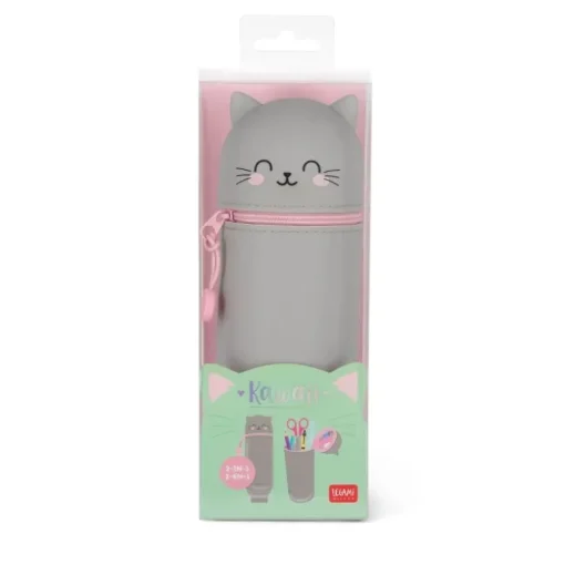 Legami 2-in-1-Federmäppchen aus Silikon - Kawaii Kitty | Teddy Toys Kinderwelt