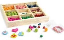 LENA Bastelset Holz-Fädelperlen inkl. Kassette, # ca. 2 cm, ab 3 | Teddy Toys Kinderwelt
