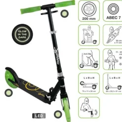 muuwmi Lights Aluminium Scooter GLOW 200 mm, mit Leuchtrollen und | Teddy Toys Kinderwelt