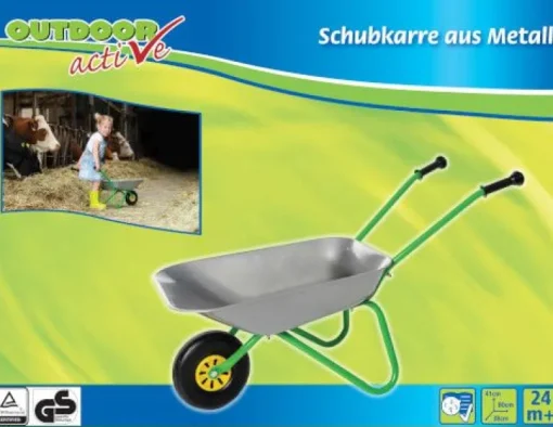 Outdoor active - Schubkarre-Metall, silber/grün | Teddy Toys Kinderwelt