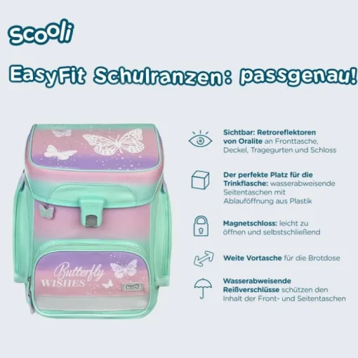 Scooli Easyfit - Schulranzen Set Butterfly, 5 teilig | Teddy Toys Kinderwelt